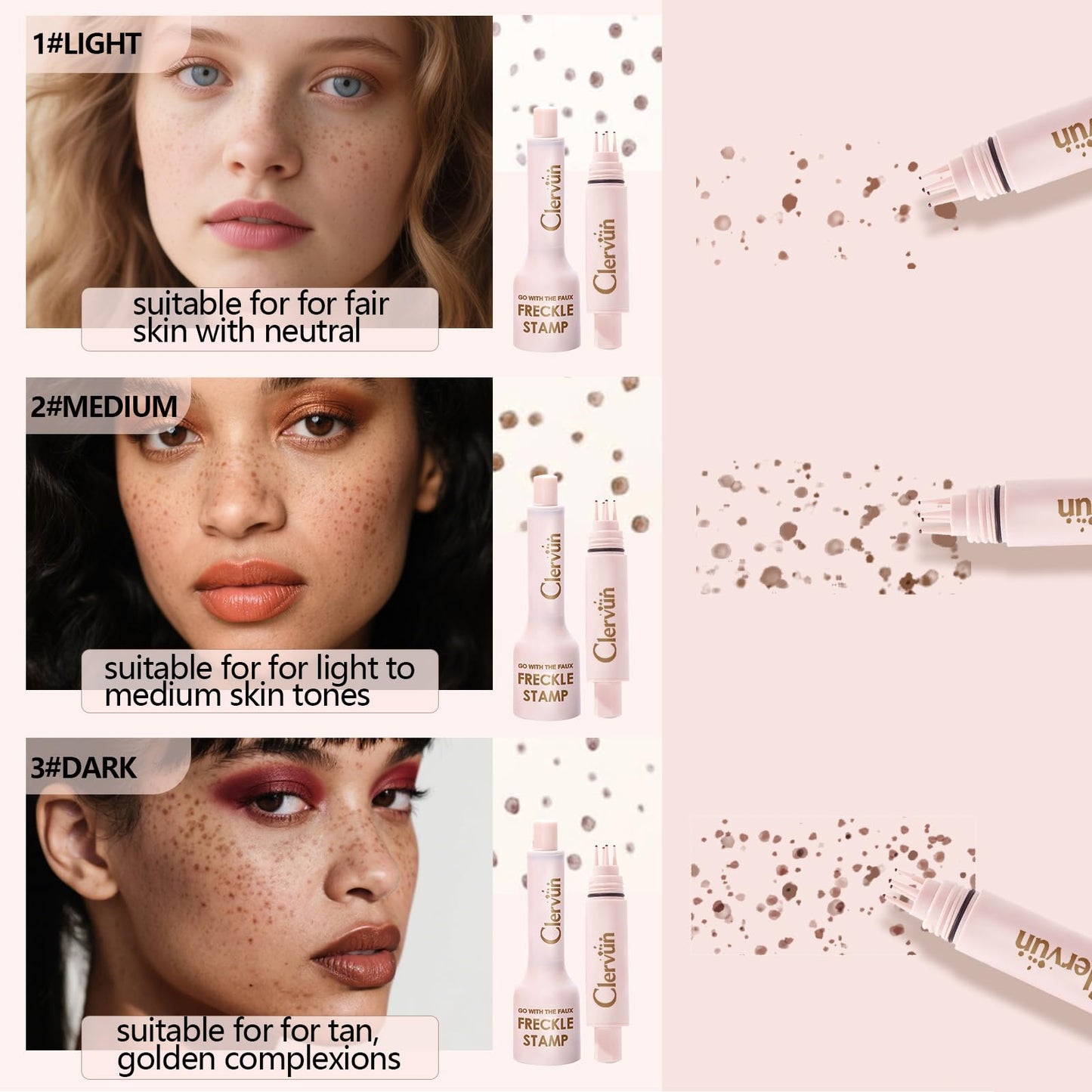 Freckle Stamp - Freckle Pen Waterproof, Long Lasting Fake Freckles,Quick Dry 5-Point Faux Freckles Stamp Cushion Stain Marker in One Press Natural and Lifelike Sunkissed Pencil Tool Makeup (Brown1)