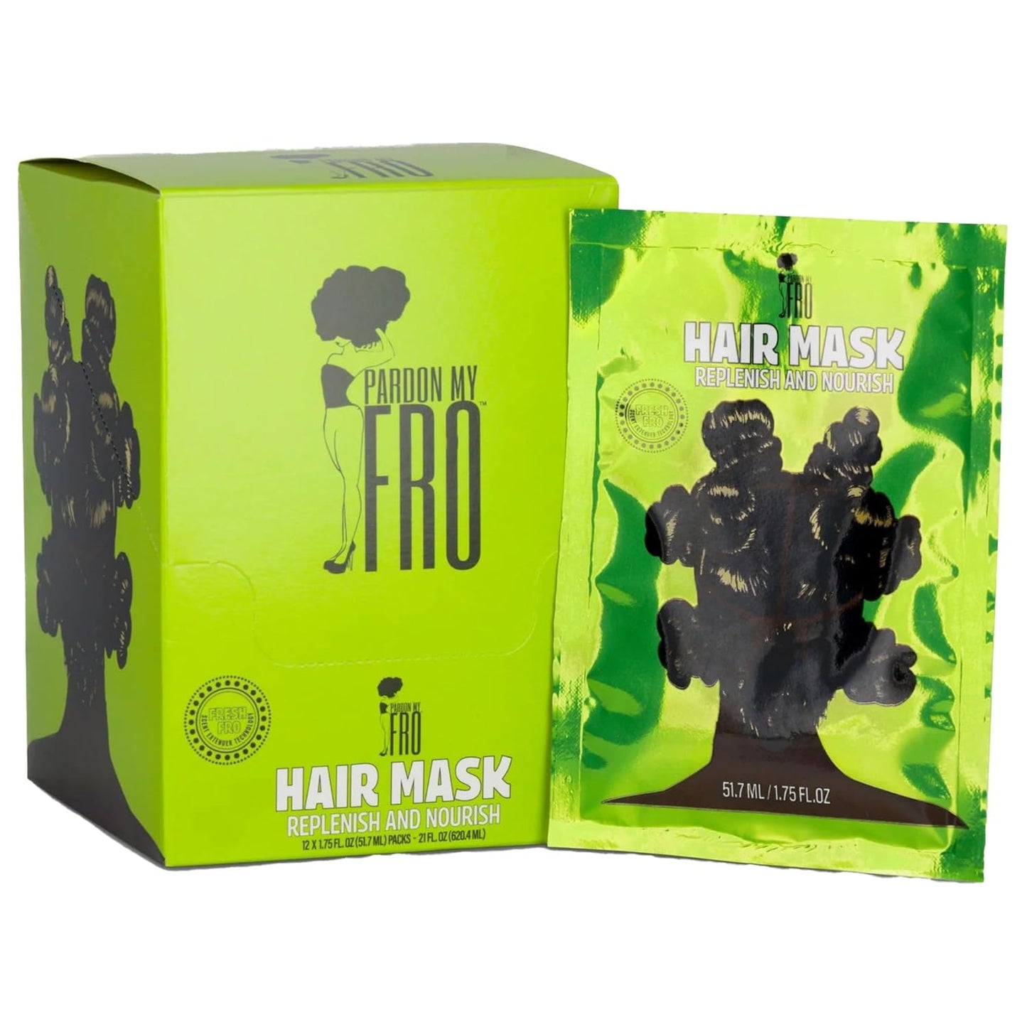 Pardon My Fro Hair Mask - Argan & Jojoba Oil for Curly Hair - Deep Conditioning & Frizz Control | 12 Pack x 1.75 oz