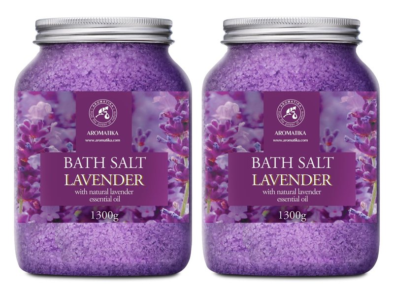 Sea Salt with Natural Lavender Essential Oil – Set of 2 × 46 oz – Aromatherapy Bath Salts – Relaxation & Body Care