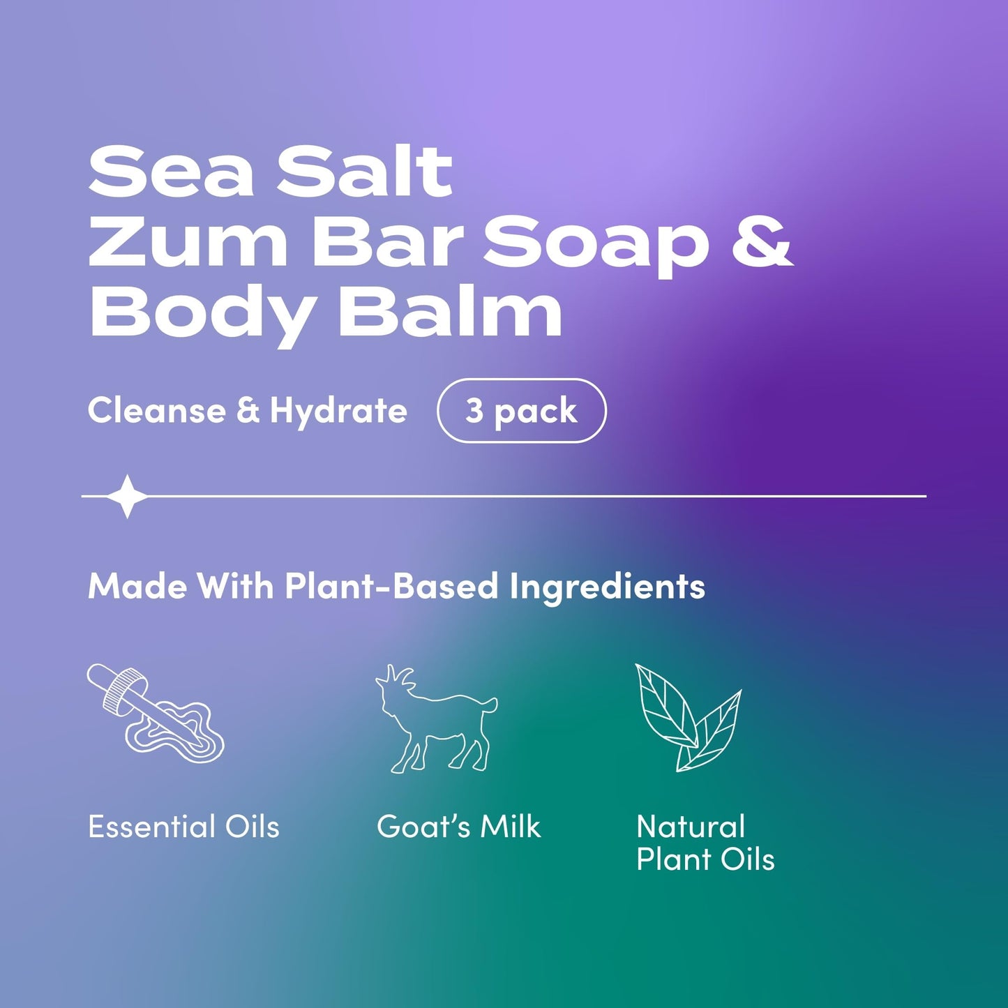 Indigo Wild Zum Bundle - Goat's Milk Soap Bars & Zum Rub Moisturizer - Sea Salt Scent - 2 Bars (3 oz) & 1 Rub (2.5 oz)