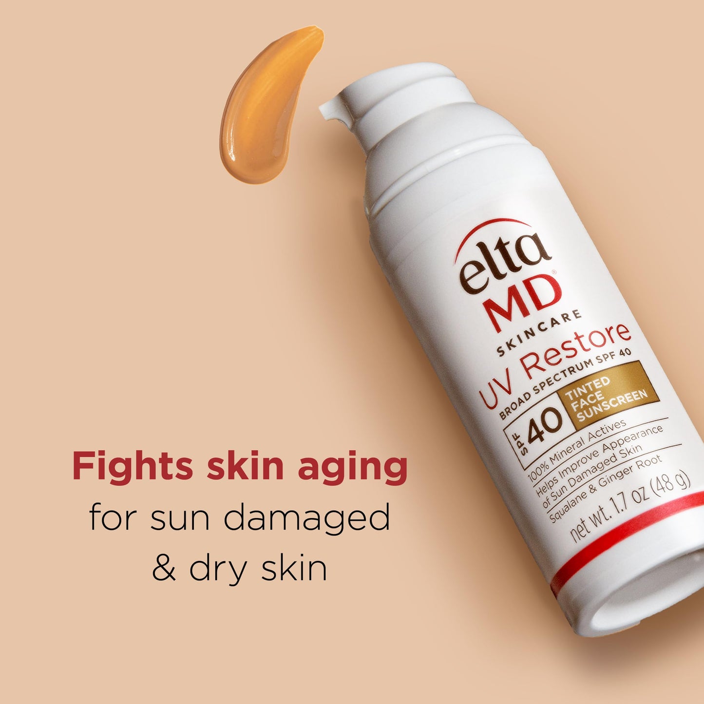 EltaMD UV Restore Tinted Sunscreen for Face SPF 40, Tinted Mineral Sunscreen for Sun Damaged Skin Repair Face, Anti Aging Zinc Oxide Moisturizer Formula, 1.7 oz