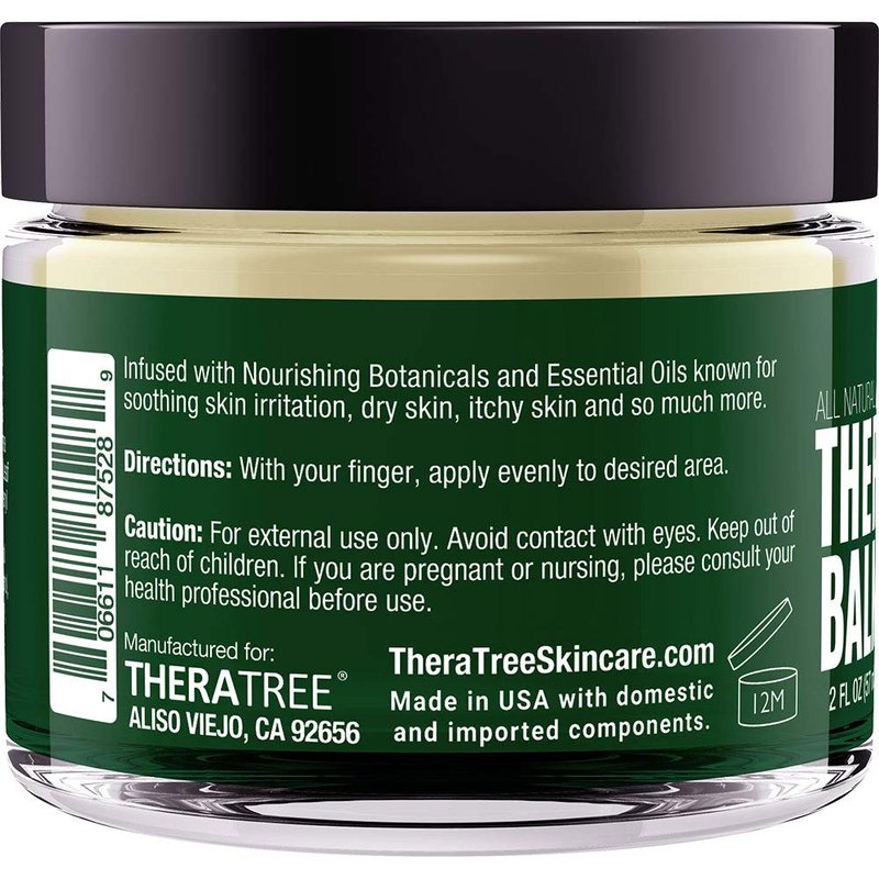 TheraTree Tea Tree Oil Balm & Skin Cream with Neem Oil by Oleavine - 2oz - Moisturizing Foot & Body Balm - Helps Soothe Dry, Cracked, Itchy Skin - Natural Ointment with Aloe Vera & Vitamin E