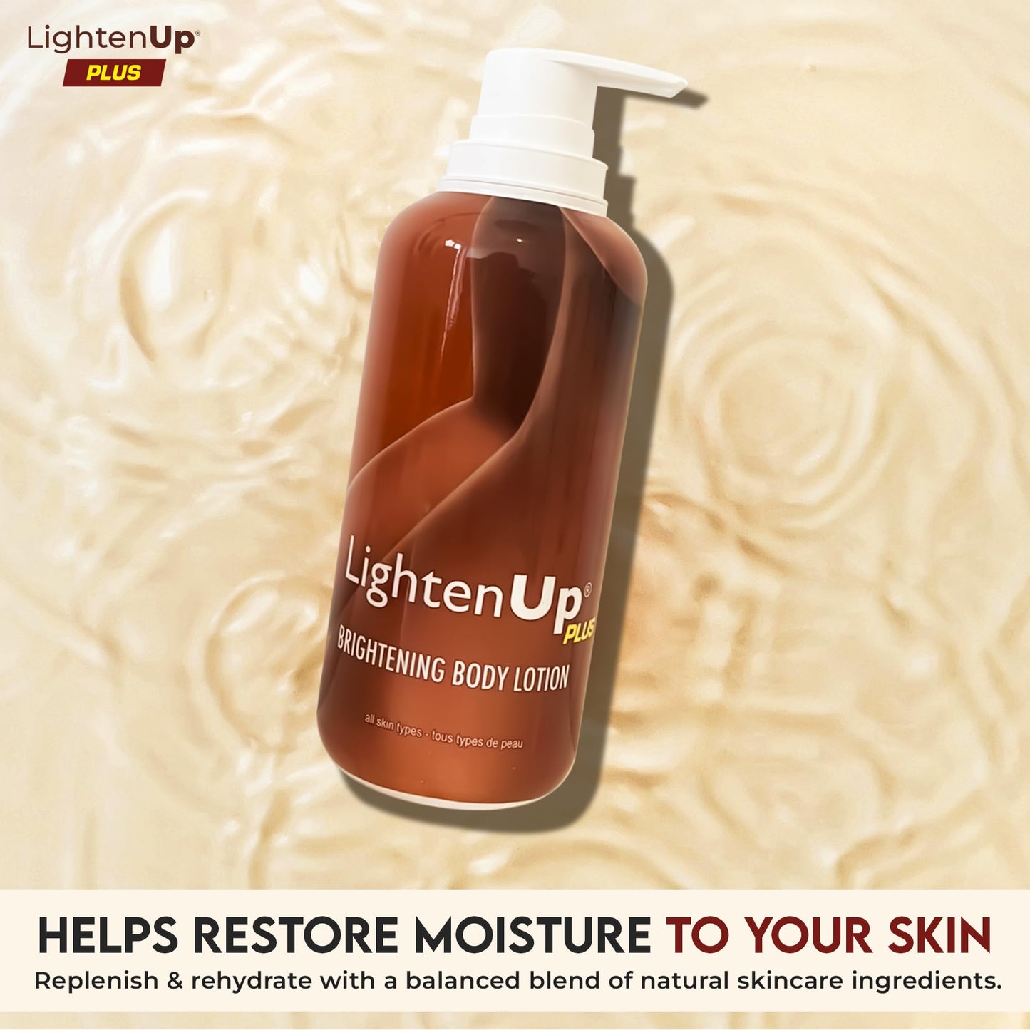 Lighten-Up Skin Brightening Lotion - 13.5 Fl oz / 400ml - Moisturizing, Hydrating Body Lotion for Body, Knees, Elbows, Hands, Underarms, with Jamaican Castor Oil and Shea Butter