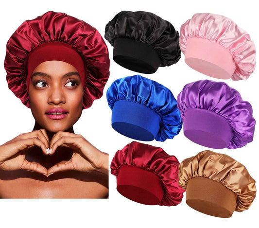 6 PCS Satin Hair Bonnet for Sleeping,Bonnets for Women,Silky Sleep Cap for Curly Hair for Men and Women
