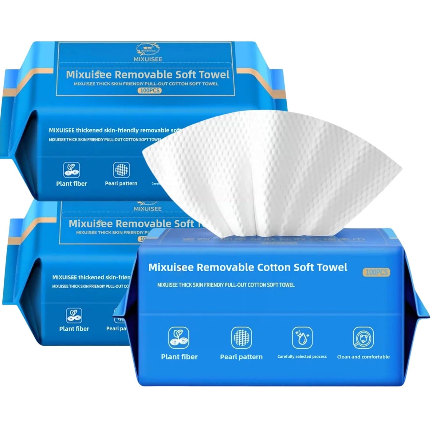 Thick & Soft Disposable Face Towels - 100% Cotton Facial Cloths for Makeup Removal | 300 Pieces