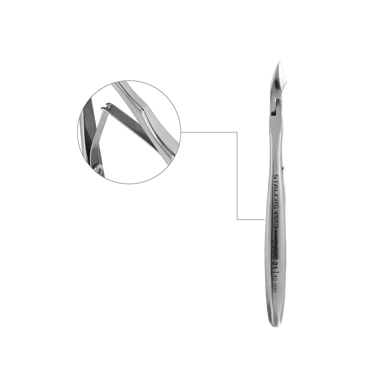 Staleks EXPERT 21 Cuticle Nippers 10 mm – Elongated Handles with Grooved Grip – Inclined Narrow Blades for Precise Work