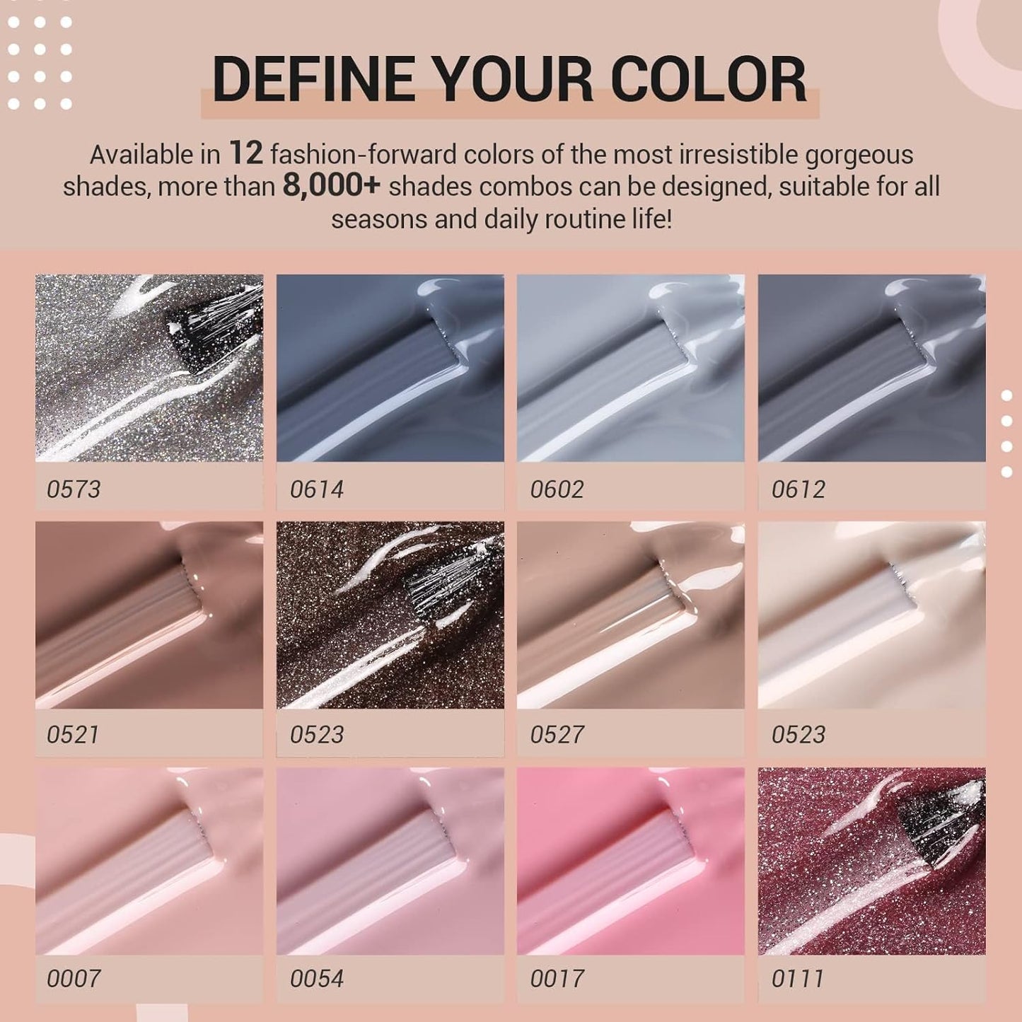 Modelones Nail Polish Set - 6 Quick Dry Colors | Milky White, Nude Pink, Iridescent Grey, Pearlescent Finish