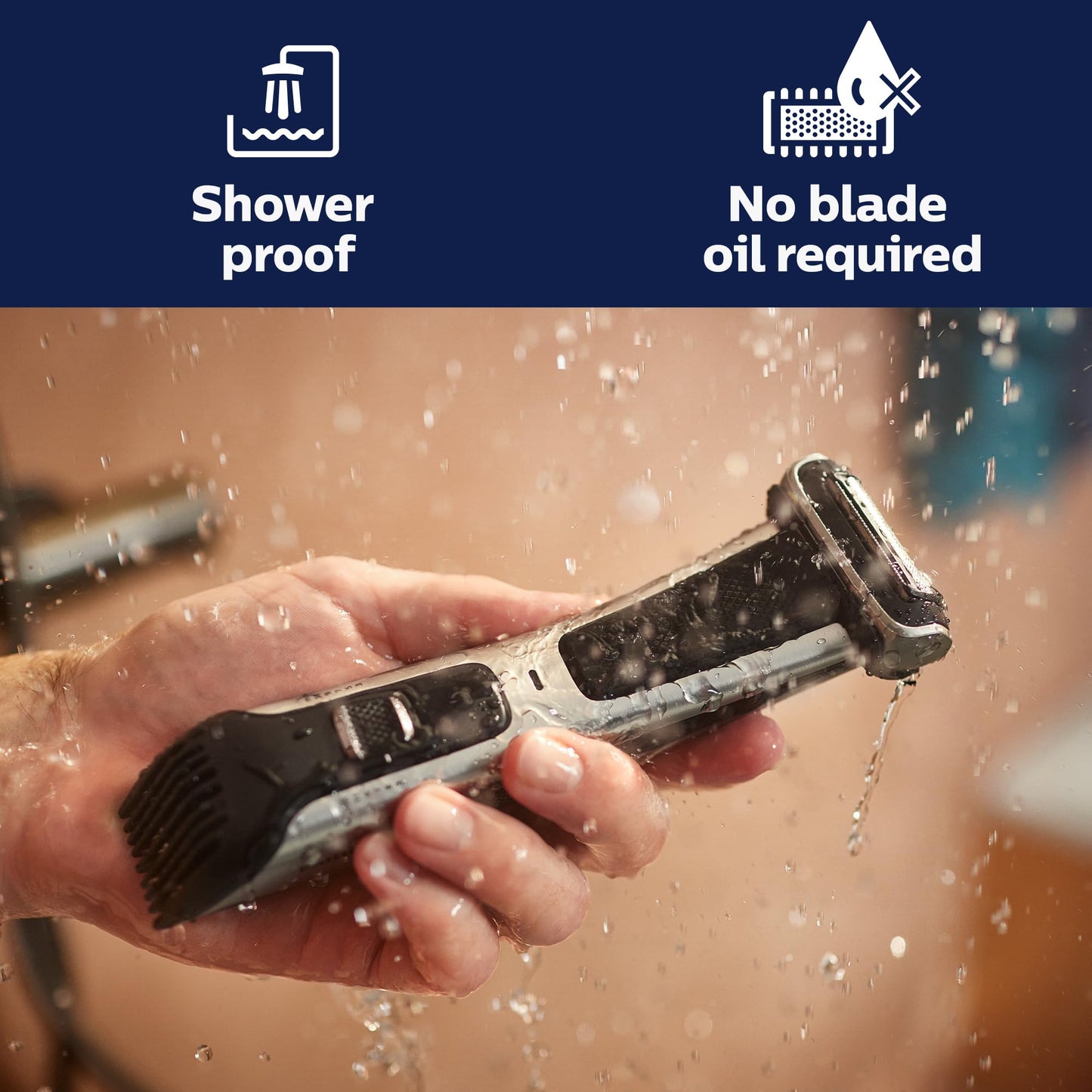 Philips Bodygroom 7000 Series, Showerproof Groin and Body Trimmer for Men, Precise Body Grooming, Adjustable Comb, Safe Even Below The Belt, 80 Min. Runtime, Model BG7040/42