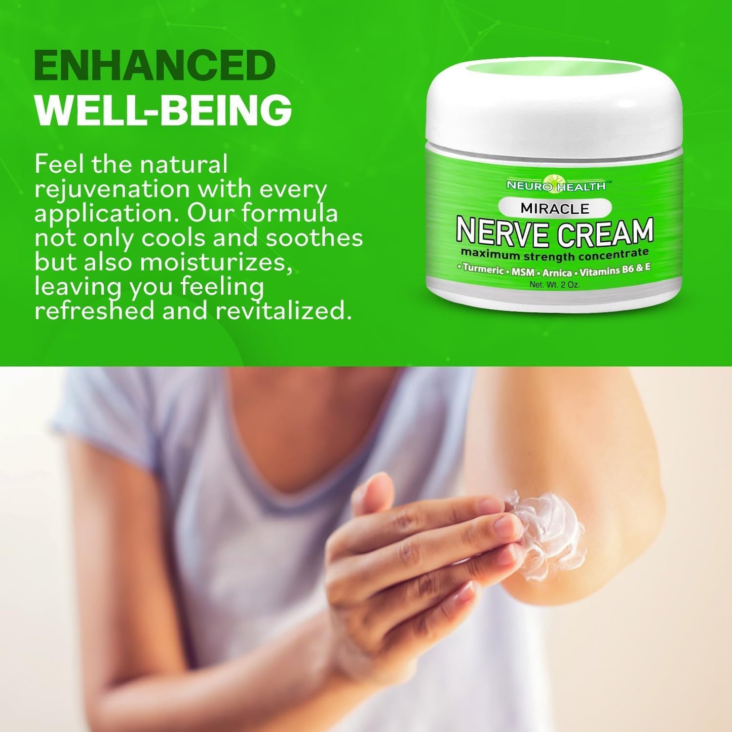 Neuro Health Miracle Nerve Cream - XL 4oz JAR - Maximum Strength - Turmeric and Arnica Blend for Neuropathy Discomfort Relief - Soothing Foot & Hand Formula with MSM, B6, E - Made in USA
