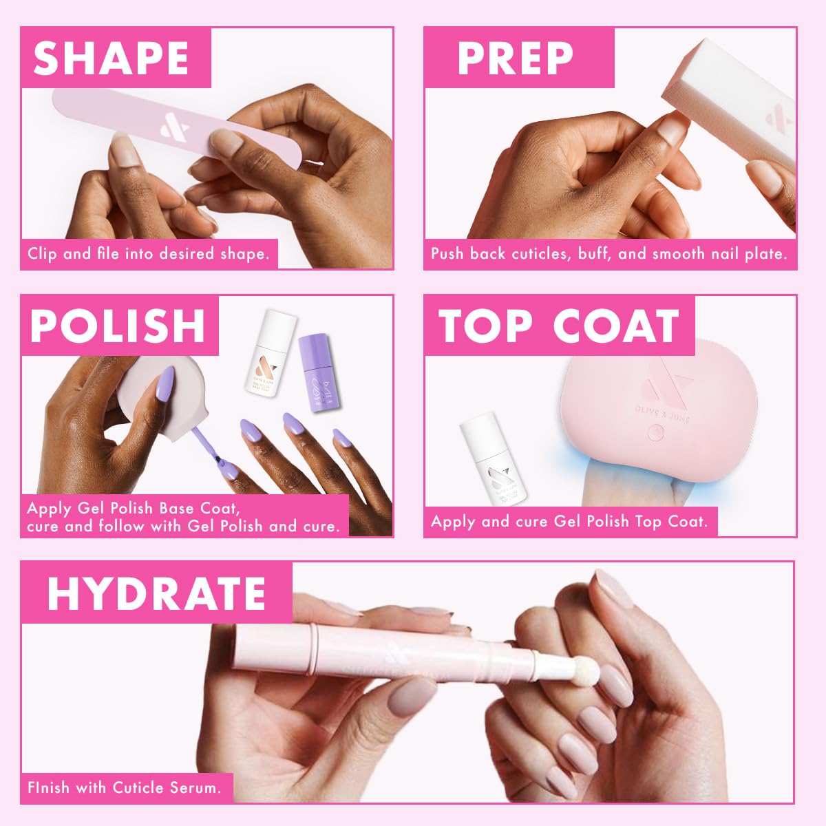 Olive & June Summer Gel Nail Polish | Hema Free | UV LED Nail Lamp Needed | Long Lasting Formula | Up to 21 Days of Wear | Damage-Free Removal | Salon-Quality Manicure Pedicure at Home |CCT Sheer Pink