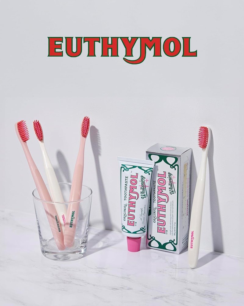 Euthymol Whitening Toothbrush - Premium Soft Bristles for Advanced Plaque Removal | 6 Count, White