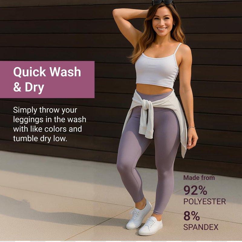 SATINA Womens High Waisted Leggings - Leggings for Regular and Plus Size Women, 3 Inch Waistband, Lilac Gray, One Size
