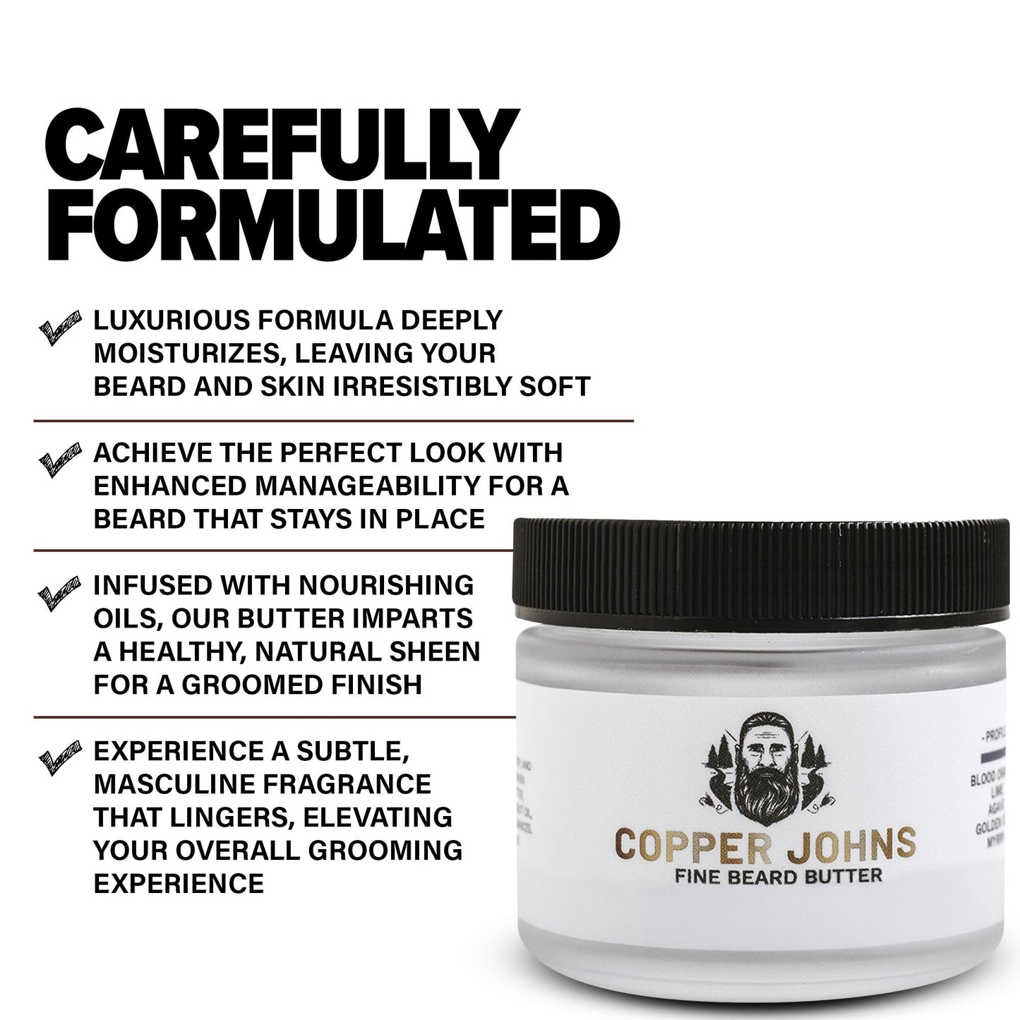 Copper Johns Beard Butter for Men–Shea Butter, Jojoba Oil & Sea Minerals, Non-Greasy Beard Cream Moisturizer–Softens, Hydrates & Styles for Healthy, Fresh Beards – Nightfall-Cologne Scent, 2oz