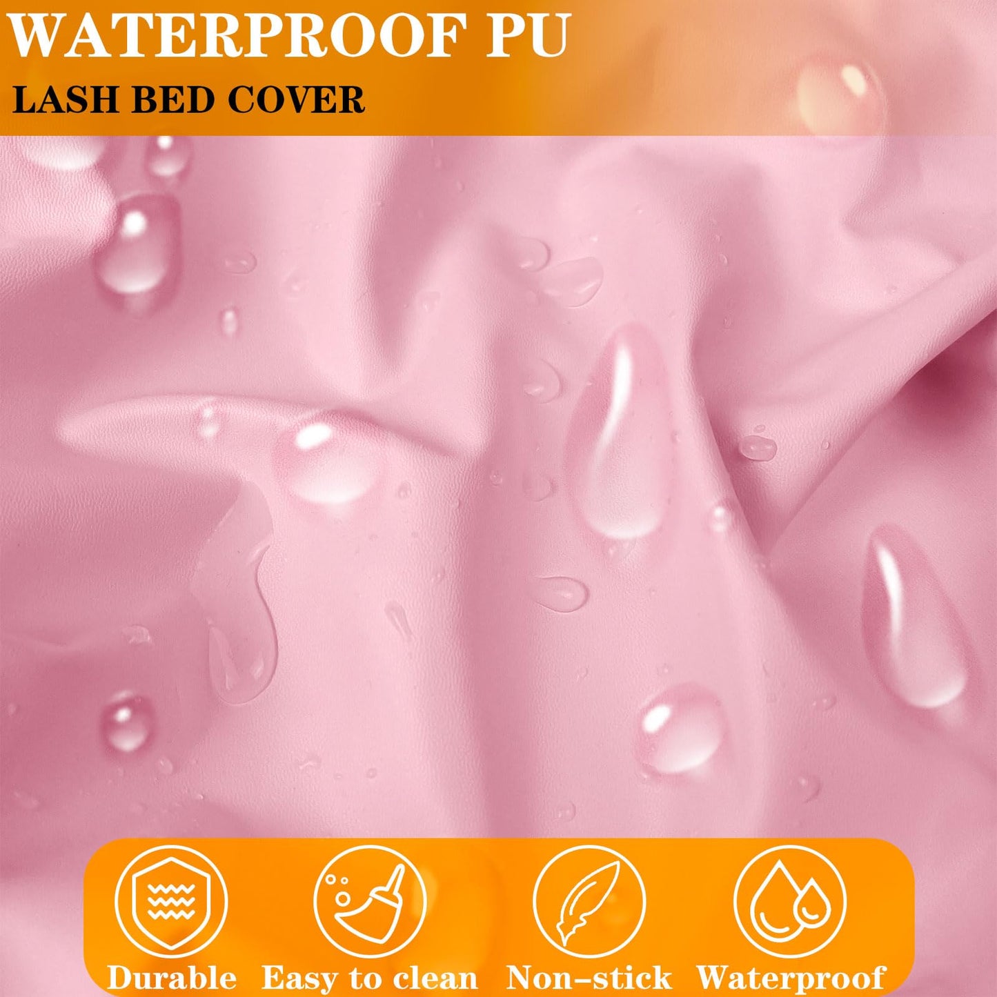 Wipeable Lash Bed Cover PU Leahter Massage Table Cover with Storage Pocket, Reusable Massage Bed Cover Pink Spa Bed Cover High Elasticity Wax Bed Cover for Esthetician (6FT, Pink)