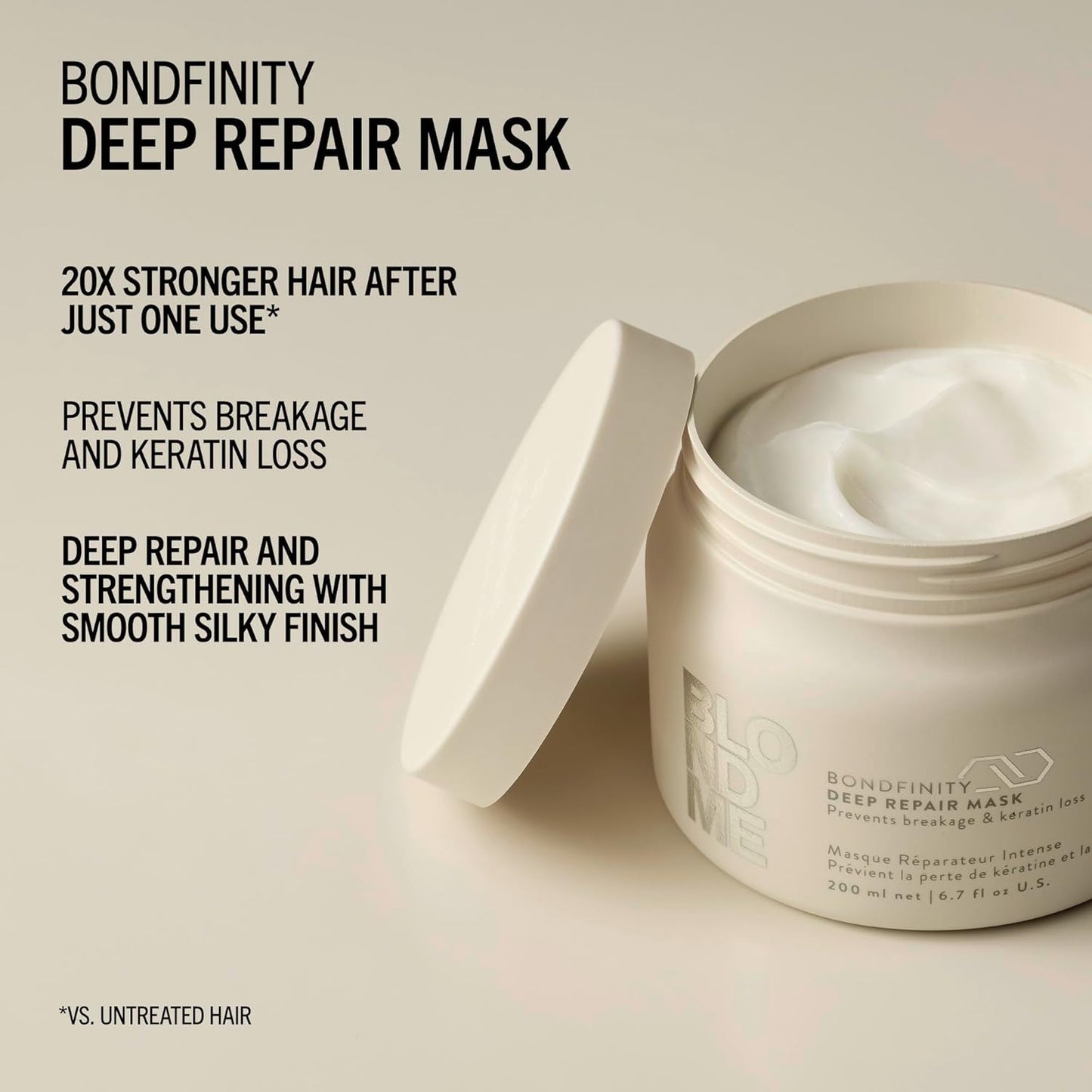 BlondMe Bondfinity Deep Repair Mask - Intensive Treatment for Blonde, Lightened & Grey Hair | Strengthens & Prevents Breakage