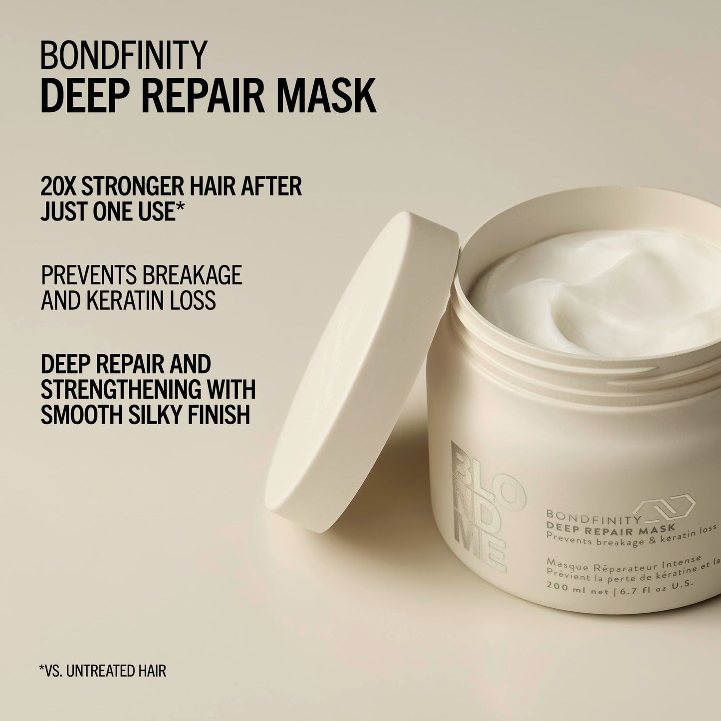 BlondMe Bondfinity Deep Repair Mask for Blonde Hair | Intensive Hair Treatment | Strengthens, Repairs, & Prevents Breakage | For Blonde, Lightened, & Grey Hair