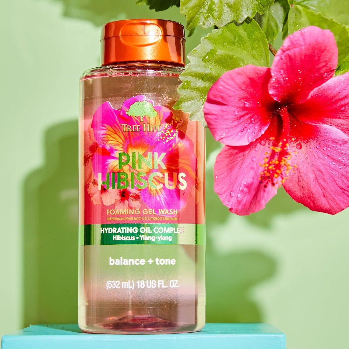 Tree Hut Pink Hibiscus Body Wash, Hydrating & Moisturizing Shower Gel w/Shea Butter & Essential Oils, Soft Smooth Glowing Skin, Gentle Cleanser For All Skin Types, Self Care Gifts for Women, 18 Fl Oz