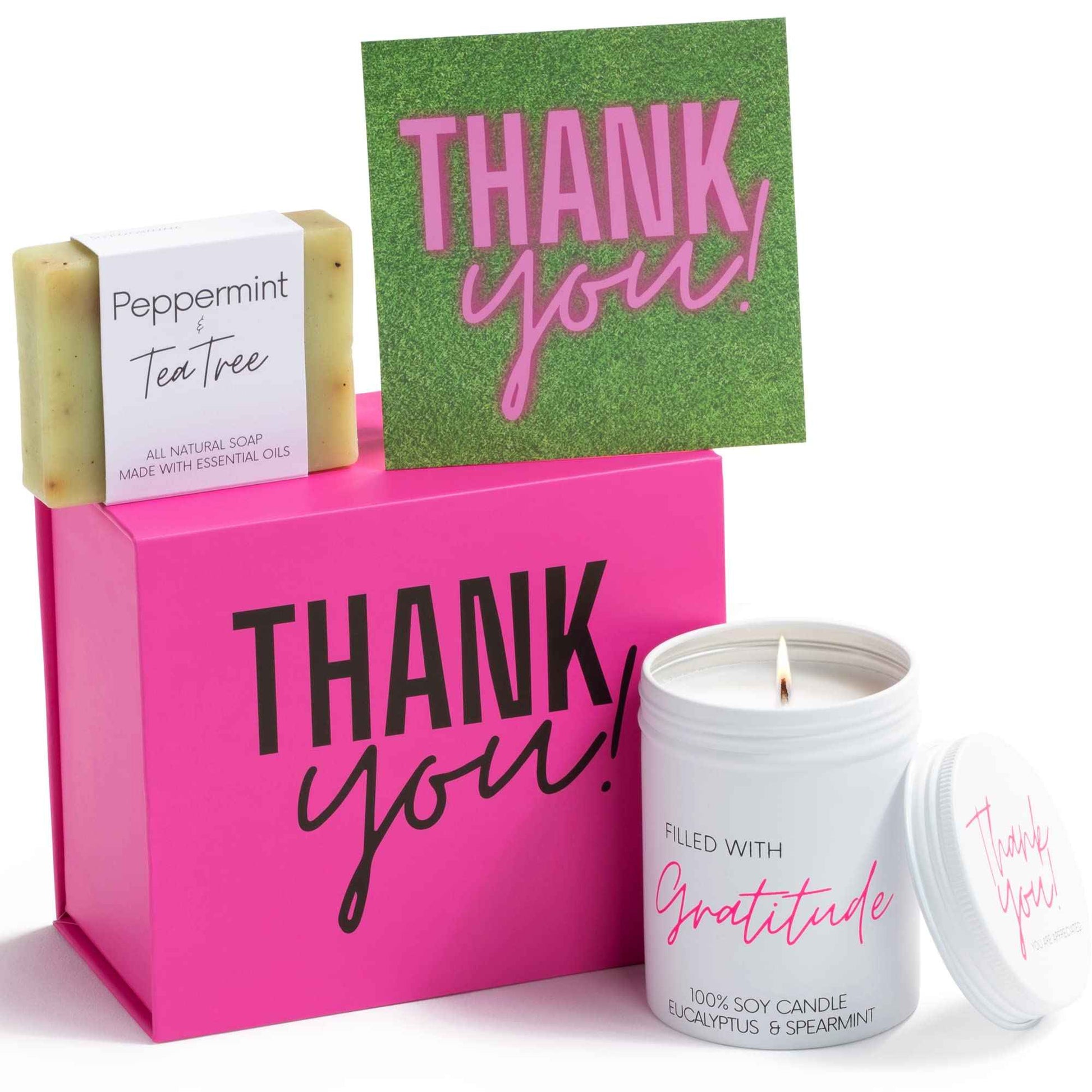 Boxzie Thank You Gifts for Women, Appreciation Gift Box Set, Cute Gratitude Basket Ideas - Thoughtful Candle Presents for Employee, Boss, Coworker, Hostess, Female, Secretary, Teacher, Friend