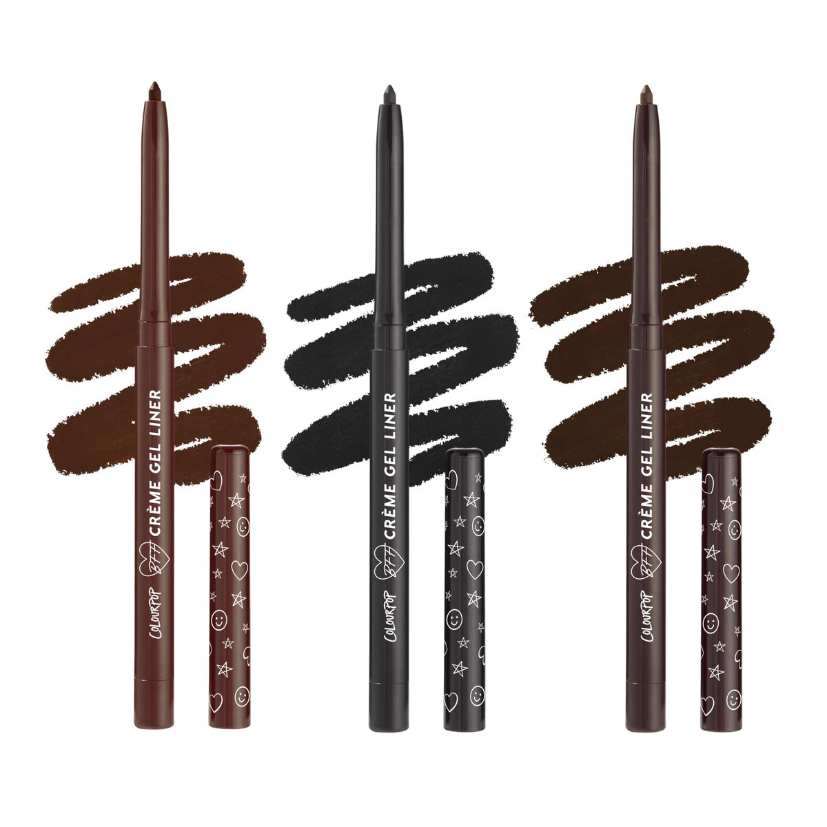 ColourPop Neutral Needs BFF Crème Gel Waterproof Eyeliner Kit - 18HR Wear, Ultra-Pigmented Neutral Eyeliner Pencils with Matte Finishes - Includes Shades Sunnyvale, Swerve & Brew Haha (3 Count)