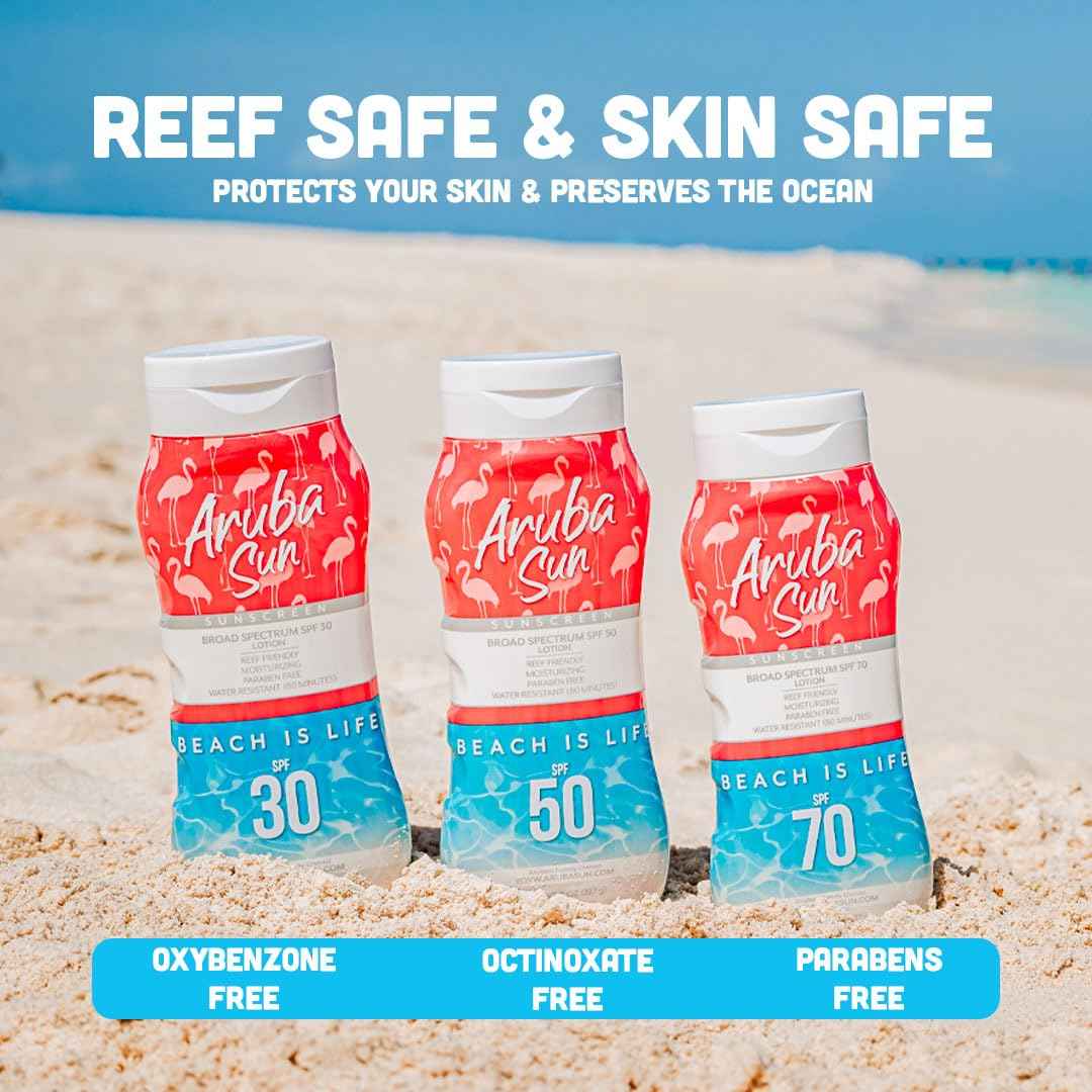 Aruba Sun SPF 50 Sunscreen Lotion 8oz - Reef Act Compliant no 67 Octinoxate & Oxybenzone Free - Sun Screen Broad Spectrum UVA/UVB - Sunscreen Waterproof and Non-Greasy