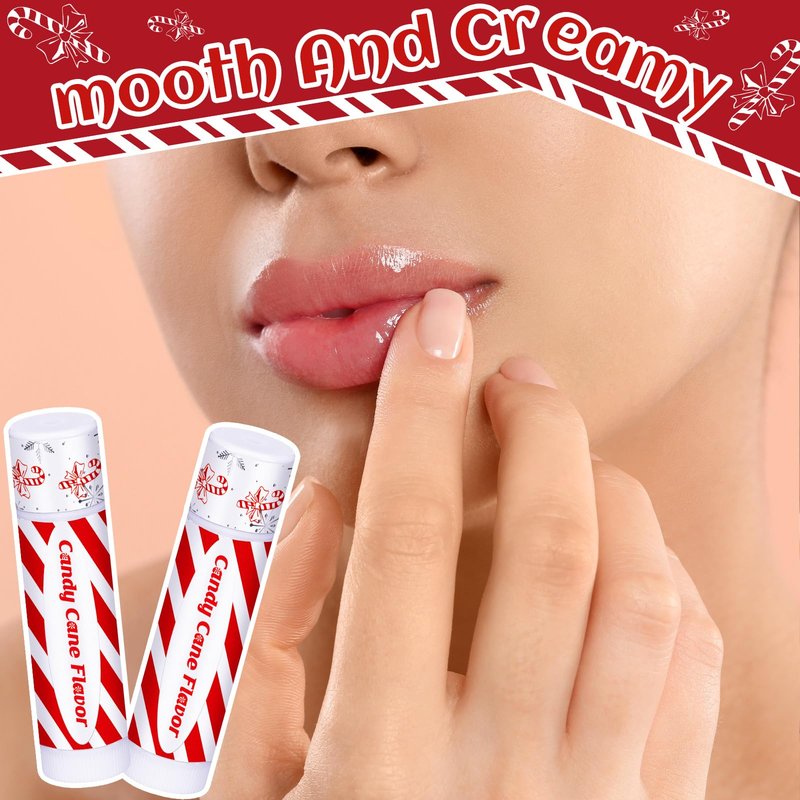 Sacubee 75 Pack Christmas Lip Balms Bulk Peppermint Candy Flavor Lip Balm Winter Holiday Flavor Christmas Party Gifts Stocking Stuffers Bulk for Women Employee Staff Coworkers