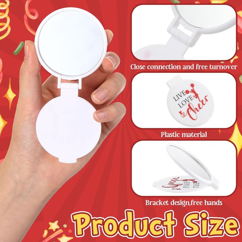 Cheerleader Gifts Set - 48 Pcs Bulk Cheer Gifts with Makeup Bags, Bracelets & Mirrors | Red Party Favors