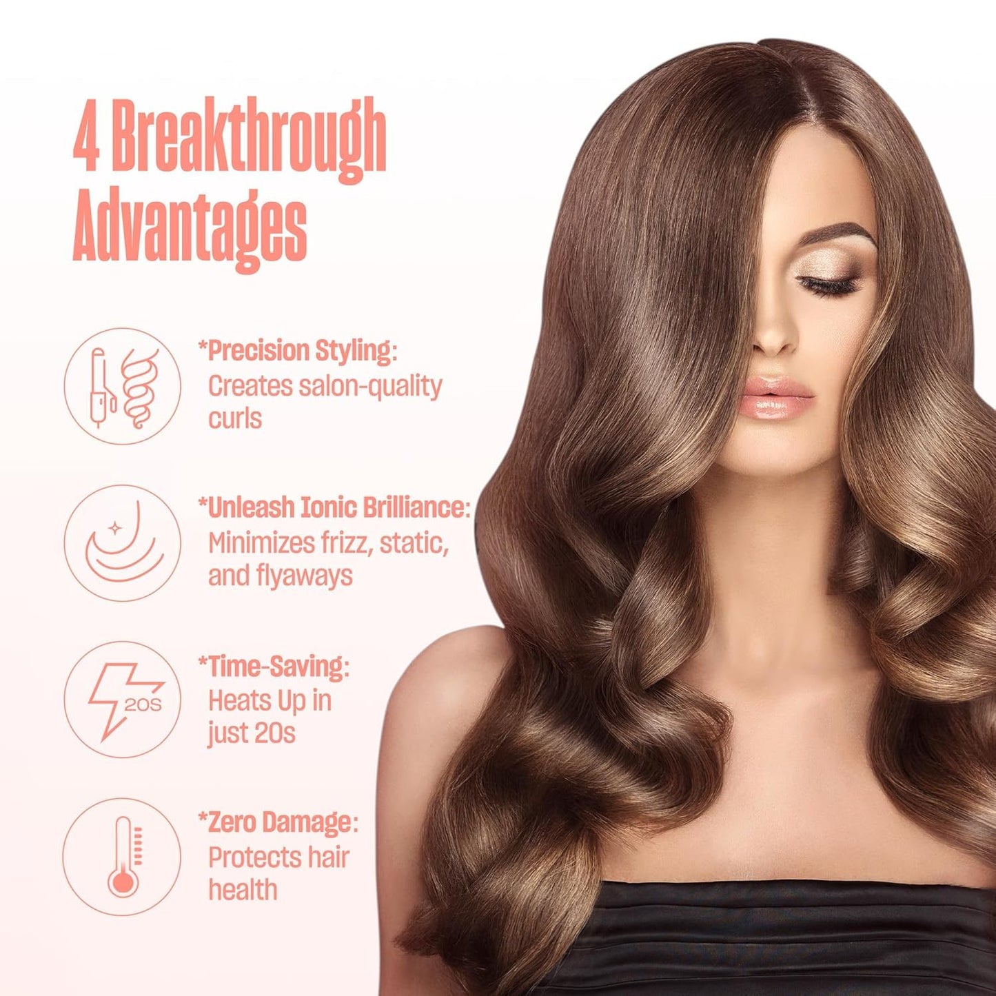 Upgraded Thermal Brush by BeKind Twist Pro - 1.5 Inch Versatile Heated Round, Effortless Curling Hair Styling Tools, Negative Ion Blow Out Hot Round Brush, 20s Fast Heats (Peach)