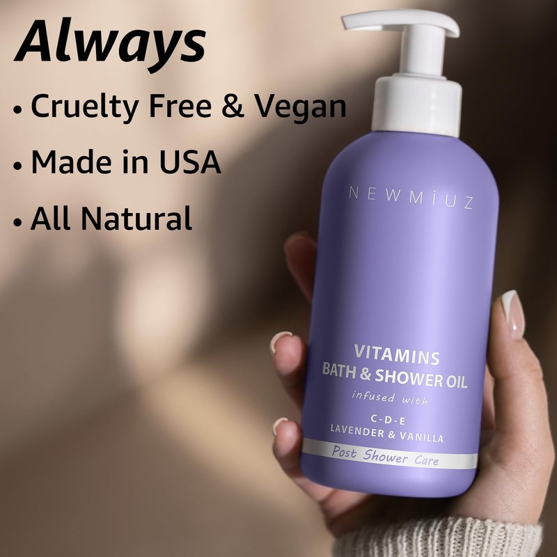 New Miuz Lavender Vitamin InShower Body Conditioner Soft Skin Natural Post Shower Care Moisturizer for Body Legs Nourishing Bath Oil Lavender Vanilla Self Care Spa Gift