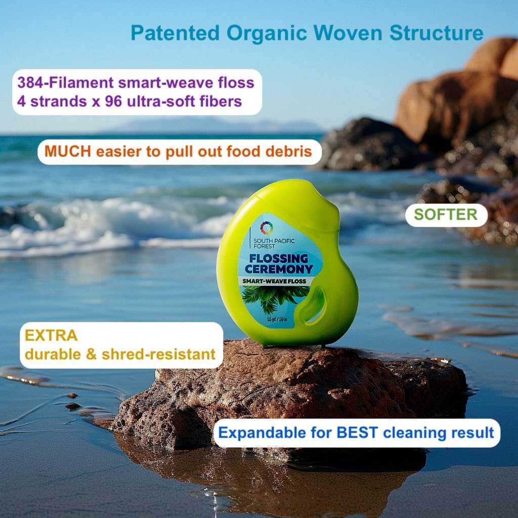 Expanding Woven Dental Floss - Vegan, Non-Toxic & PFAS Free | Eucalyptus & Manuka | 55 Yards x 6 Units