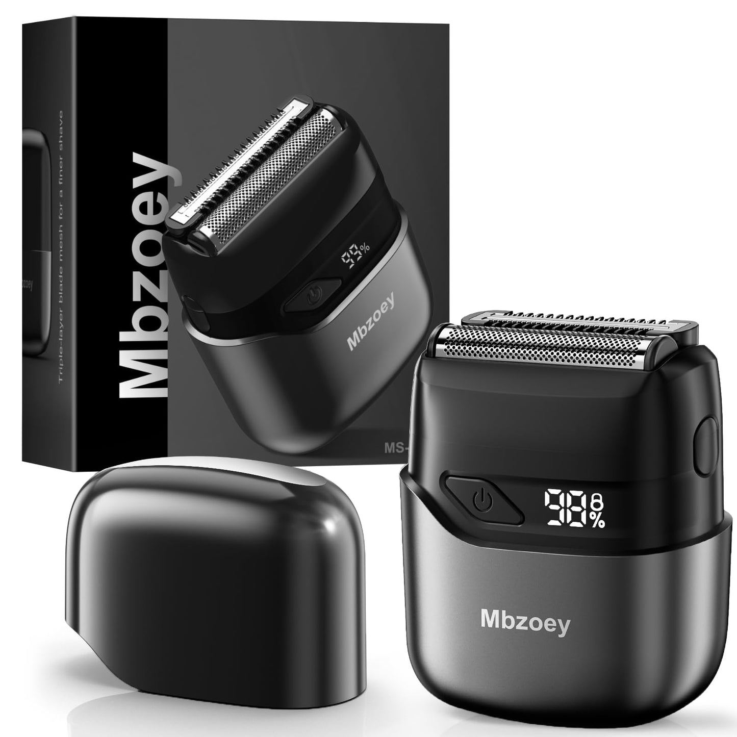 Mbzoey Electric Foil Shavers for Men: Mini Electric Razor for Face - IPX7 Waterproof Cordless Razor with LED Display & Fast Charge - Micro-Comb Technology & Precision Blades，Father's Day Gifts