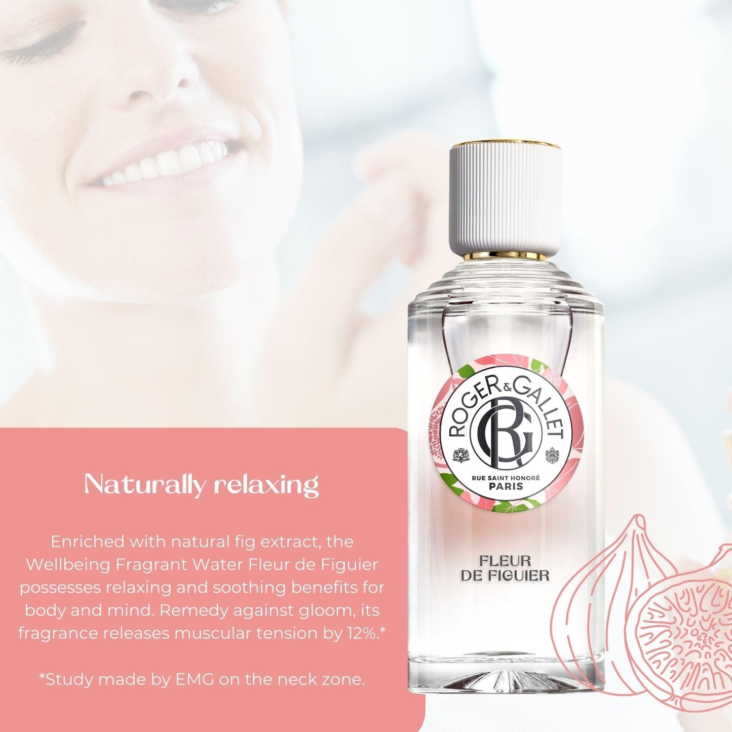 ROGER & GALLET Wellbeing Fragrant Water Spray – Light Eau Fraîche Body Mist with Natural Origin Ingredients, Refreshing Everyday Fragrance for Women (Fleur de Figuier | 3.3 Oz.)