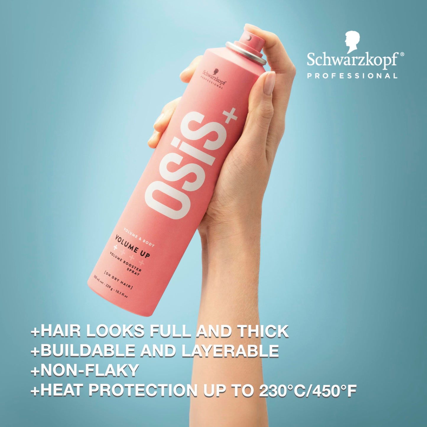 OSiS+ Volume Up Volumizing Texturizing Booster Spray, 8.9 oz – Lightweight Flexible Textured Volume with Natural Movement – Heat Protection and Vegan Formula