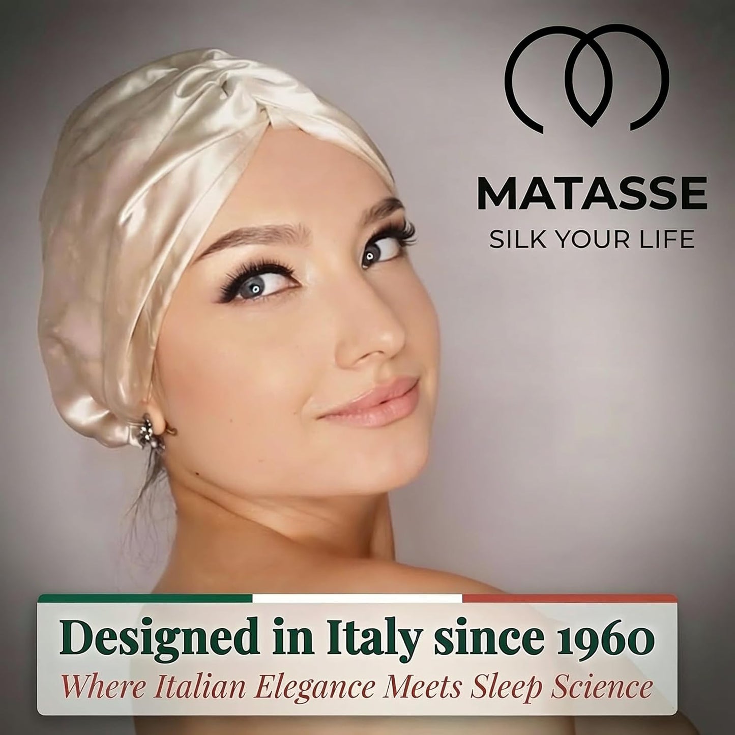 MATASSE 22 Momme Mulberry Silk Hair Bonnet - Grade 6A, Premium Elastic for Comfortable Sleep