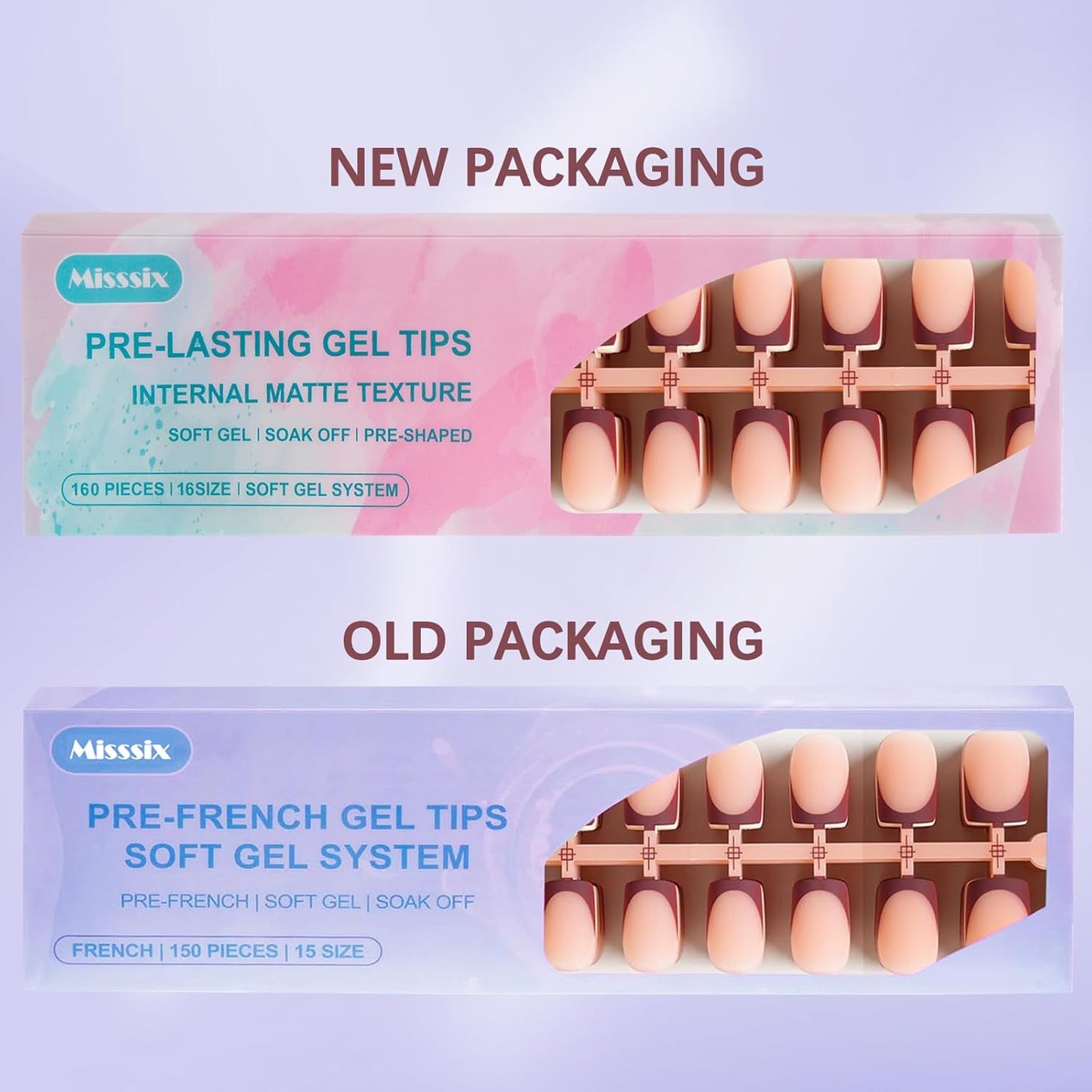 French Tip Press On Nails - 160 Pcs Short Square Gel Nail Tips | DIY Nail Art Starter Kit with 16 Sizes