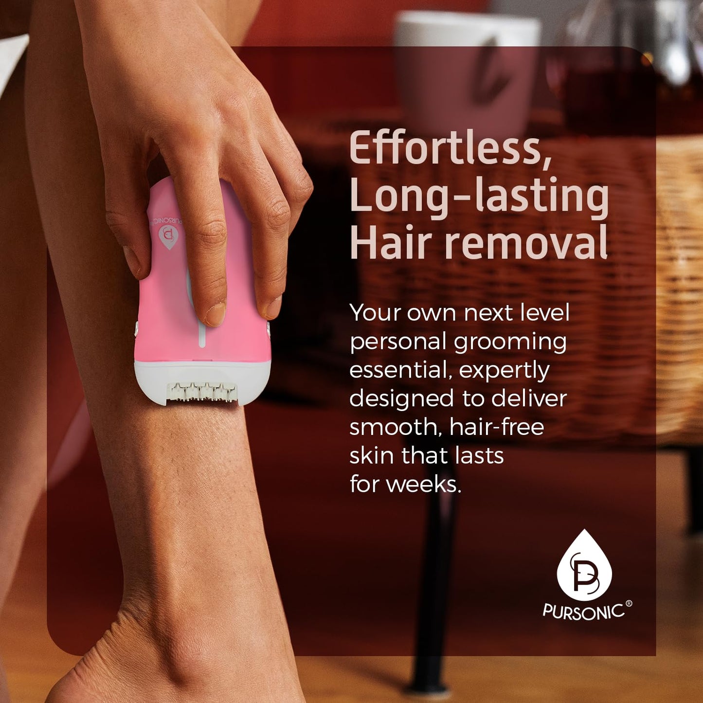 Pursonic Fe120P Cordless Epilator with 40 Tweezers - Rechargeable 2 Speed Epilators Hair Removal for Women - Compact Hair Removal Device for Arms, Legs, Underarms & Bikini Area