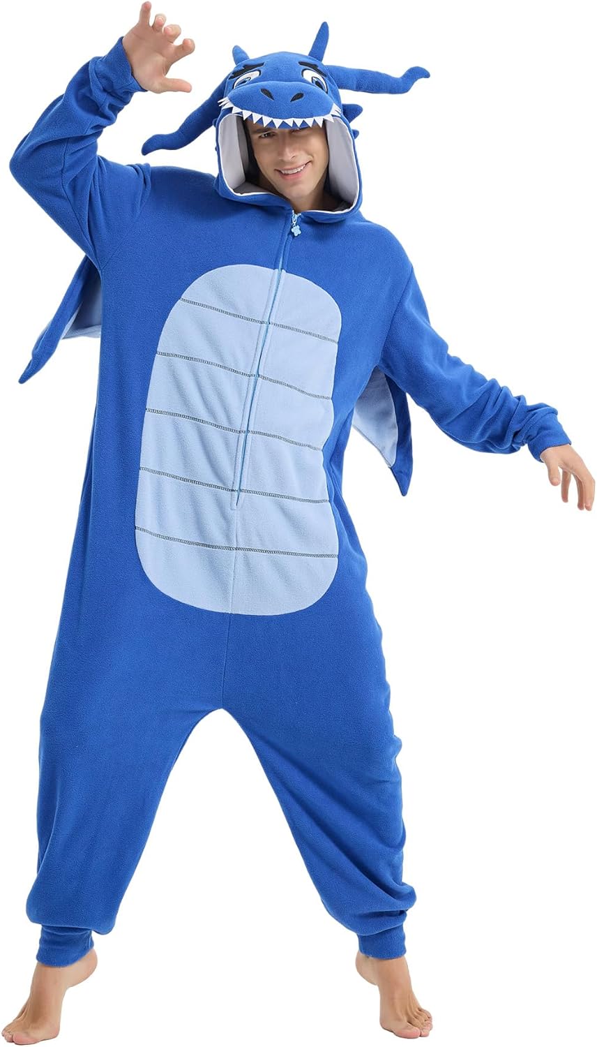 Dragon Onesie for Adults | Animal Cosplay Pajamas Jumpsuit Sleepwear - Perfect for Halloween