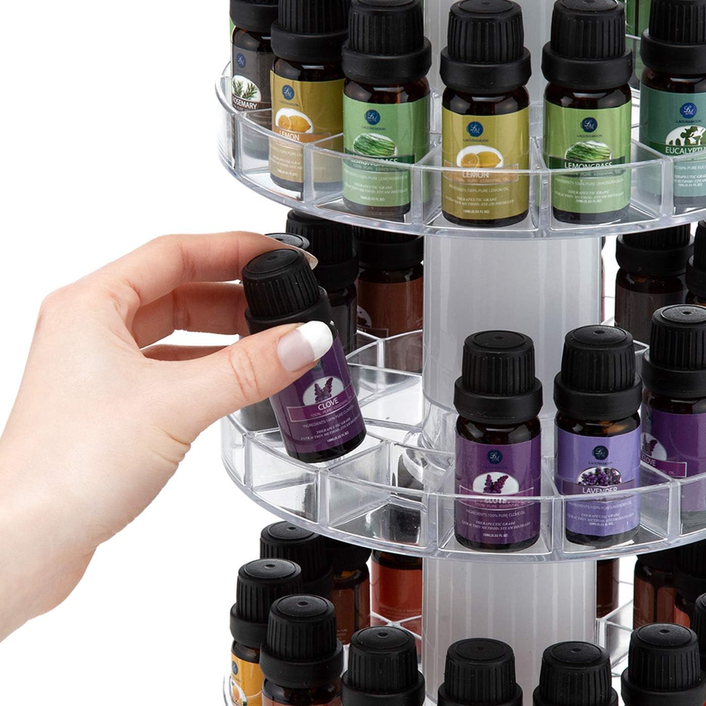 Rotating Essential Oil Display Stand - Spinning Rack for 45 Bottles | 3-Tier Organizer & Storage Holder
