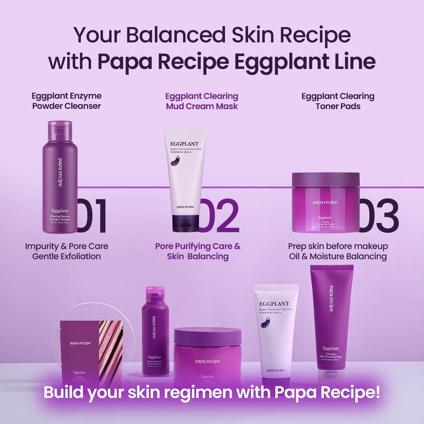 Papa Recipe Eggplant Clearing Mud Cream Mask – Bentonite & Kaolin Clay Face Mask, Deep Pore Purifying, Balancing & Hydrating Skin, Gentle Exfoliating Korean Mud Mask for Sensitive & Acne-Prone Skin