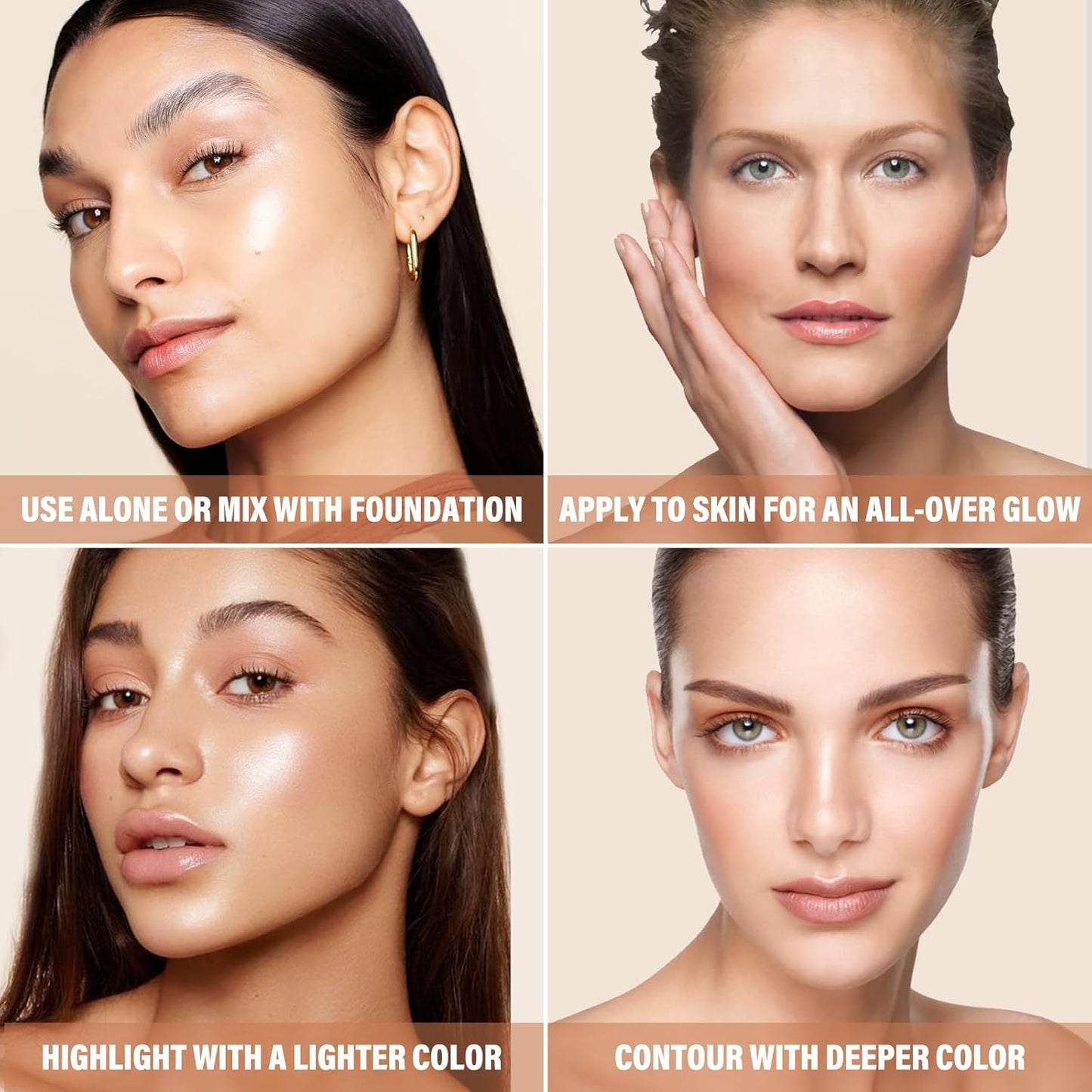 Liquid Foundation Makeup - Waterproof Dewy Formula with Shimmer | Illuminating Highlighter for Natural Glow