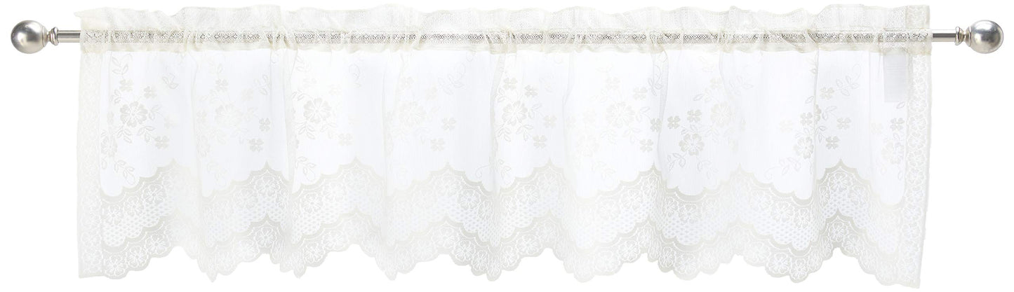 Commonwealth Home Fashions Mona Lisa Jacquard Scalloped Lace Valance,56 x 15