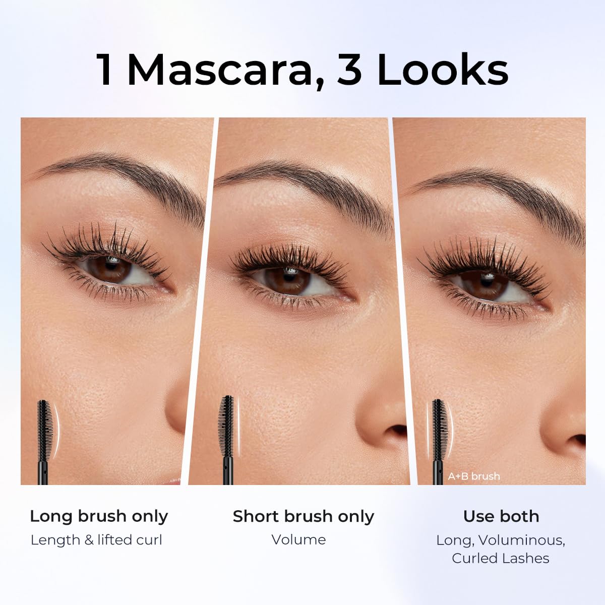 SACE LADY Waterproof Mascara, All-in-Lash Mascara Volume and Length Eyelashes, Smudge-proof and Sweat-proof, Long Lasting Curl, Natrual Black Eye Makeup Gift for Women