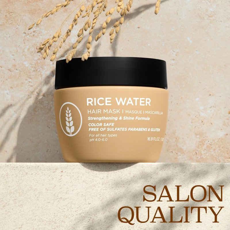 Luseta Rice Water Hair Mask Strengthening & Nourishing Revitalizes Shine for All Hair Types Hydrating & Frizz Control for Women and Men 16.9oz