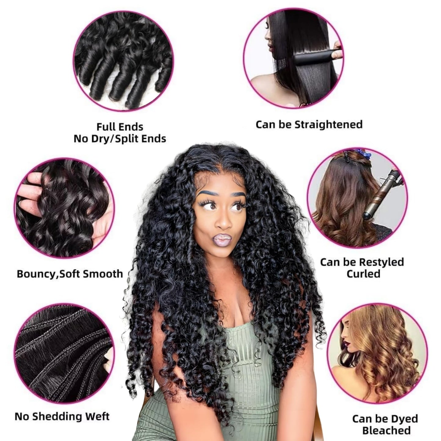 Burmese Curly Bundles Human Hair 18 Inch One BundlesBrazilian Virgin Hair Bundle Quick Weave for Women Water Wave with Spiral Curly End Natural Black Hair Extensions