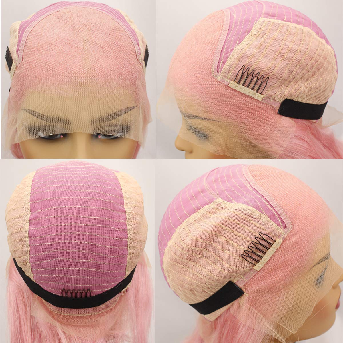 Dreambeauty Short Bob 13x4 inch Lace Front Human Hair Bob Wigs 150% Density Straight Hair Pre Plucked with Baby Hair Free Part for Women (10 inch, #Pink)
