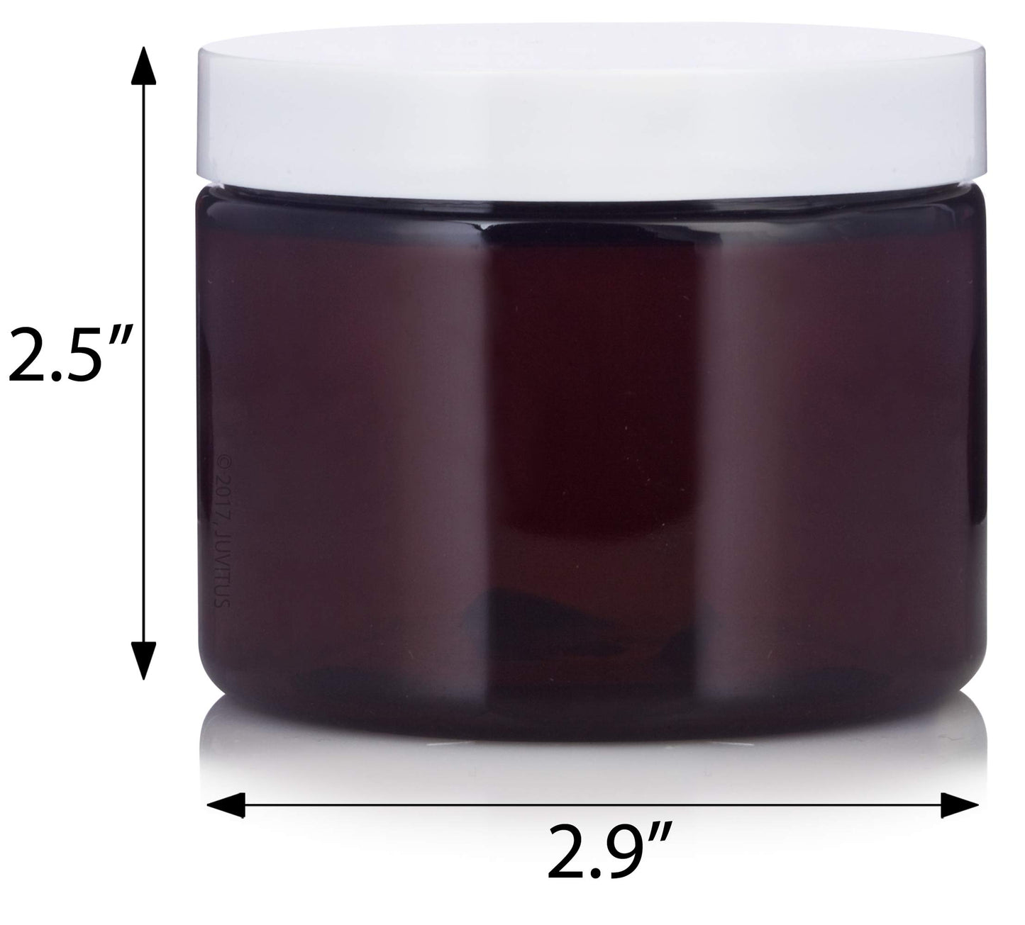 (12 pack) 6 oz Amber Plastic Low Profile Jar with White Lid Refillable Storage
