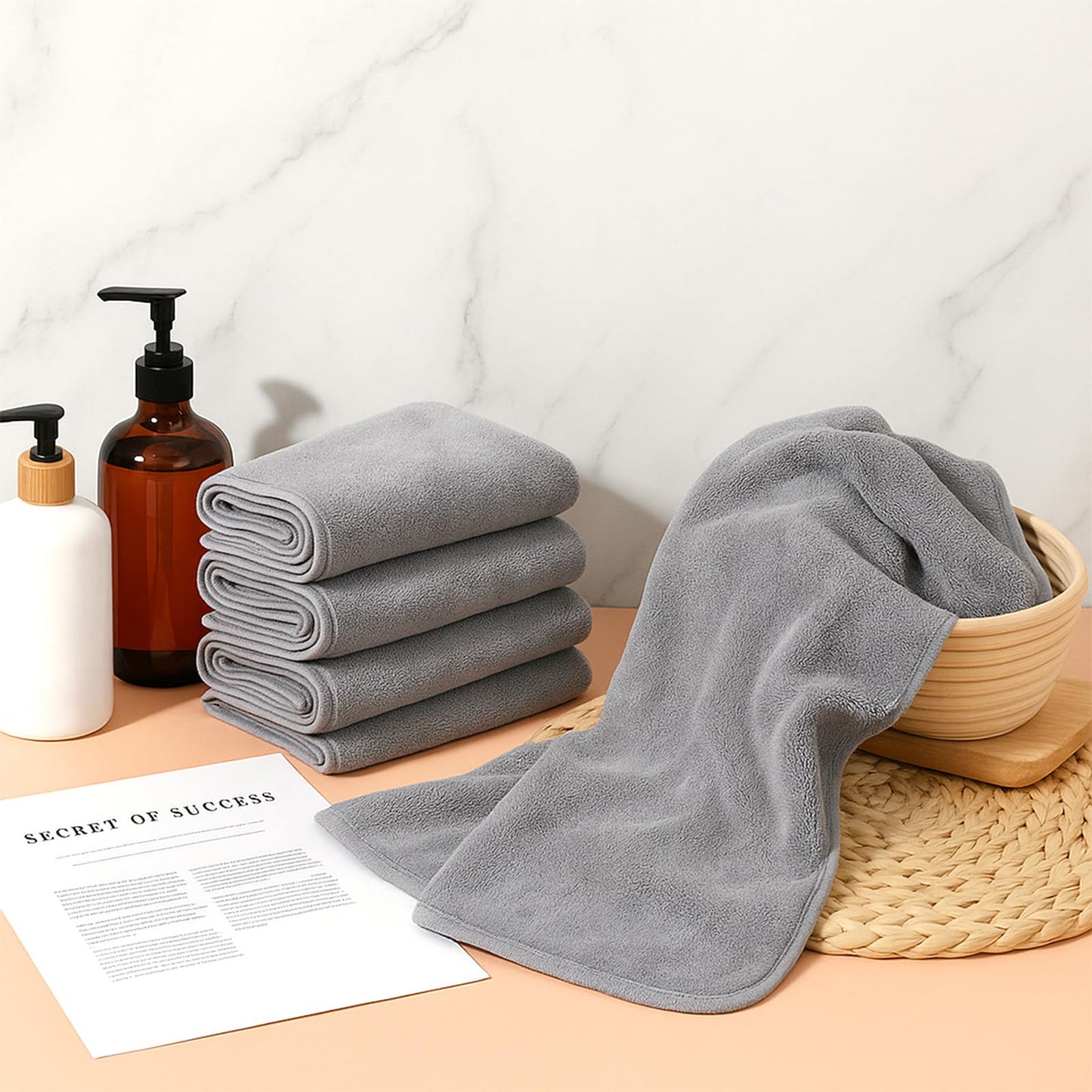 JJUNW 12 PCS U-Shaped Facial Towels, Split Design Estheticians Towels Microfiber Soft Spa Towel Coral Fleece Face Cloth for Beauty Salons Skin Care SPA Centers Estheticians Salon Grey