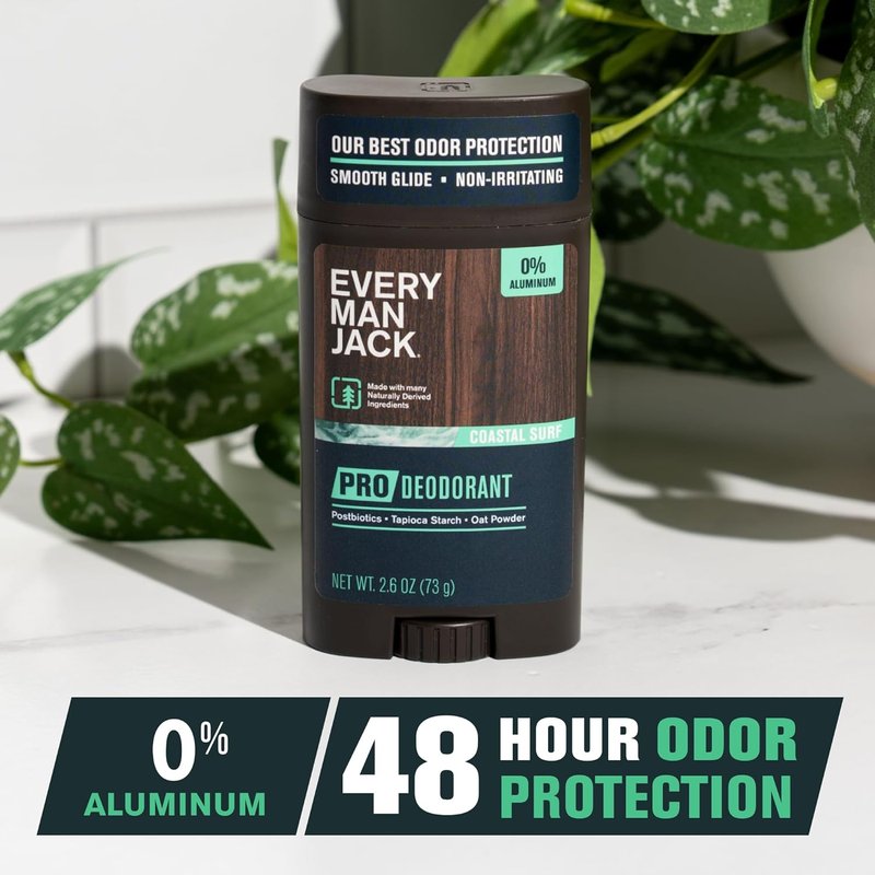 Every Man Jack Men's Pro Deodorant - Aluminum-Free Odor Defense - Coastal Surf Scent | 2.6 oz