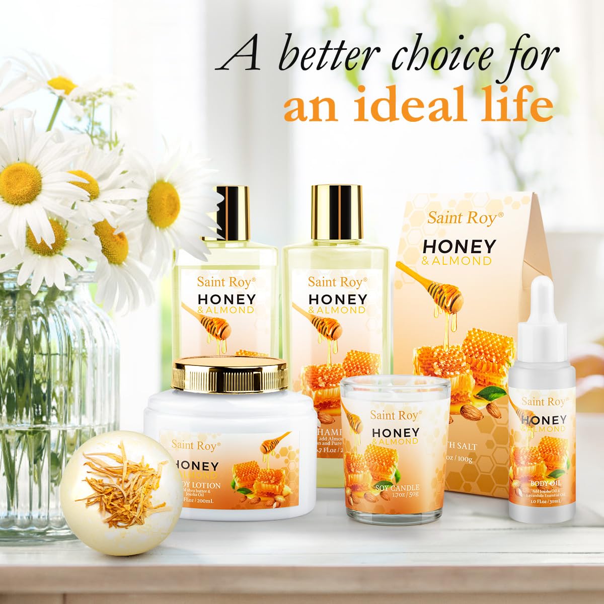 Shower kit gift Birthday Spa Gifts for Women & Men, Honey Almond Bath Gift