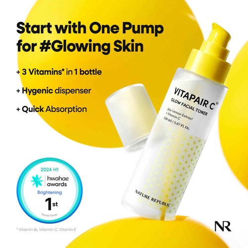 Nature Republic Vitapair C Glow Facial Toner - Vitamin Toners for Face, Hydrating Skin Care for Women, Niacinamide Korean Skincare, Clean, Clear Moisturizing, Gentle Natural Beauty, 150ml / 5.07 fl oz