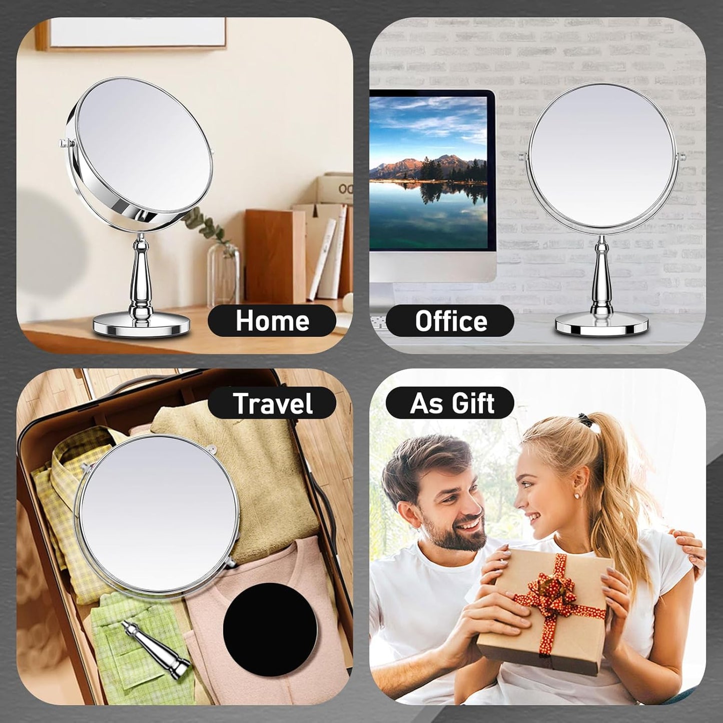 30X Magnifying Makeup Mirror - Metal Vanity Tabletop Mirror with Stand | 8 Inch for Home & Office